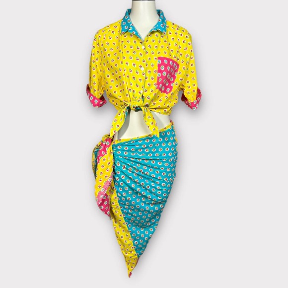 Vintage Adrienne Vittadini Tie-Front Crop Top & Sarong Set - Picture 10 of 13